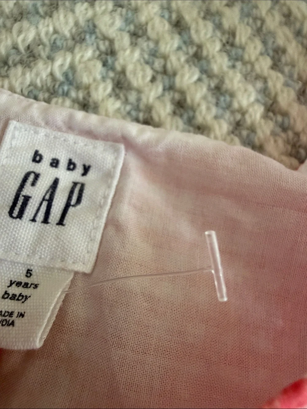 GAP Girls' Coral Gingham Dress with Floral Eyelet Trim